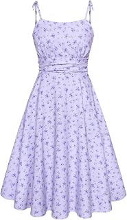 Belle Poque Women's Spaghetti Strap Midi Vintage Tea Party Dress