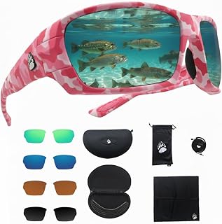 Fishing Glasses Pro Kit | Polarized Sunglasses with 4 Lenses, TR-90 Frame, Eye Protection for Offshore & Shallow Water - 1 Pc