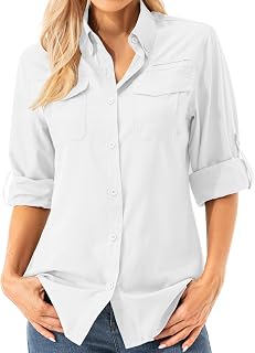 Women's Shirt Blouse UV Shirt UPF 50+ Safari Clothing Hiking Blouse Women's Outdoor Cooling Quick Dry Sun Protection Long Sleeve Airy Shirt