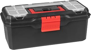 Hardys 13” Heavy Duty Tool Box - Multiple Compartment Toolbox Organiser | 12 Organiser Compartments, Secure Clip Fastener, Removable Tote Tray, Keeps Fixings Together, Tool Chest Storage Box