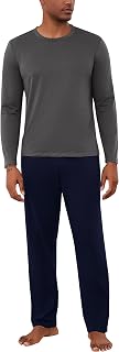 Bresdk Men's Winter Pyjamas Cotton Long Pyjamas Warm Cotton Two Piece Long Sleeves and Long Plaid Pants with Pockets Loungewear for Home S-3XL