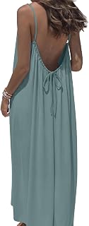 OFEEFAN Summer Dresses for Women 2026 Backless Cami Maxi Sundresses Spaghetti Strap Beach Vacation Clothes Swimsuit Coverup