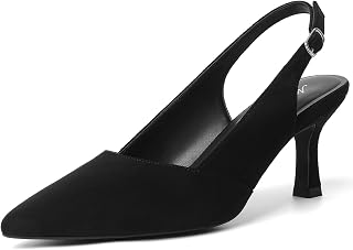 Mostrin Kitten Heels for Women with Closed Toe Back Strap Pumps for Women Wedding Party Commuter