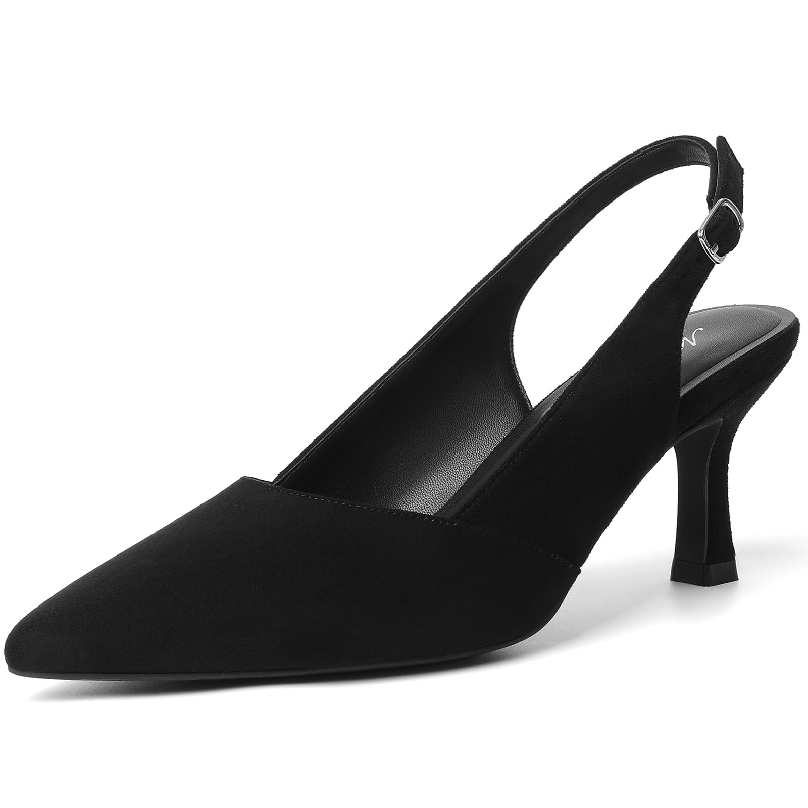 Mostrin Kitten Heels for Women with Closed Toe Back Strap Pumps for Women Weddin