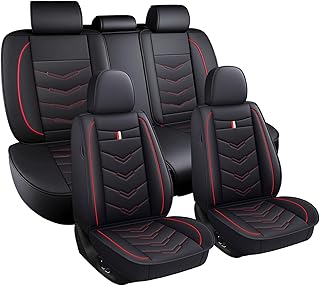 Car Seat Covers Fit for Ford Maverick 2022-2026, Leather Seat Covers for Car, Waterproof Non-Slip Durable Car Seat Protector(5 Seats,Black Red)