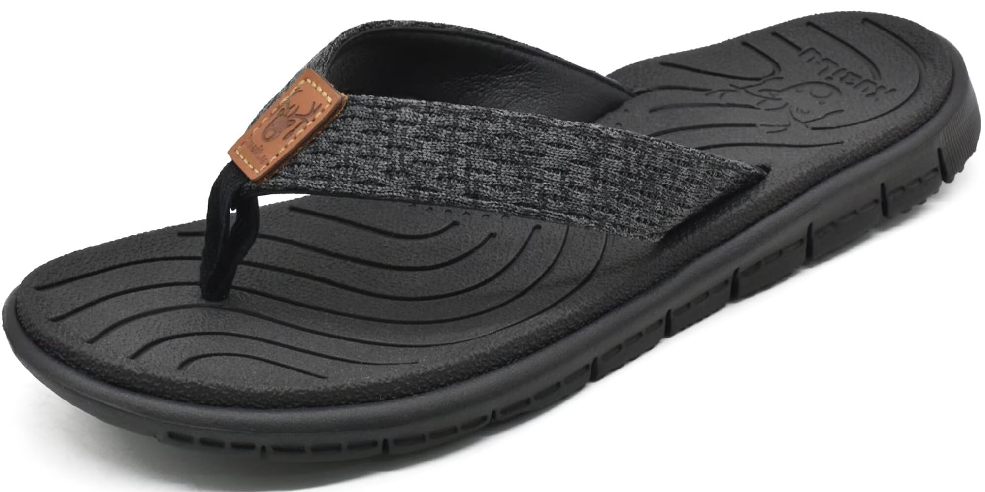 KuaiLu Women's Summer Flip Flops Support Bow Leather Beach Sea