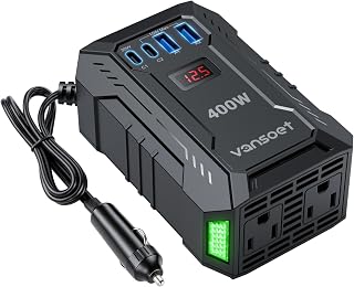 VANSOET 400W Power Inverter for Vehicles 12V to 110V Inverter[Black] | PD 30W 15W USB C Ports, 15W USB A/C Ports, Dual AC Outlets, Car Plug Adapter Outlet Converter for Road Trip/Camping[Black]