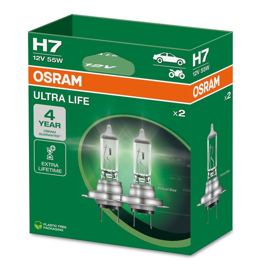 OSRAM ULTRA LIFE H7 Halogen Headlight Lamps Folding Hanging Box (2 Lamps)
