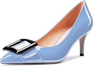 Castamere Women's Stiletto Mid Heel Closed Pointed Toe Pumps Slip-on Dress Cute Shoes 6.5 cm Heels