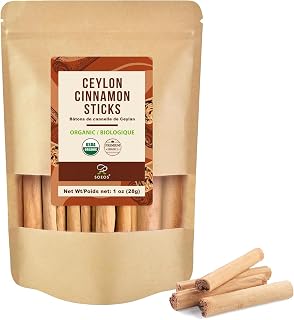 Soeos Organic Ceylon Cinnamon Sticks, Cinnamon, Ground Cinnamon, Cinnamon Sticks, Spice for Coffee, Baking, Cooking and Beverages 28g (1 oz)
