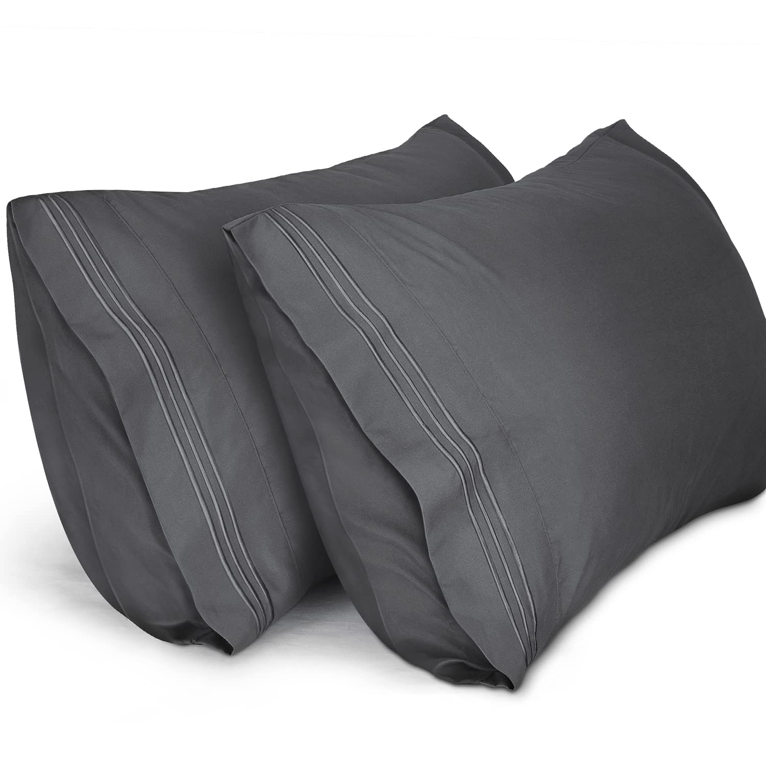 Lirex Standard Pillow Cases,1800 Thread Count Embroidered Soft Brushed Microfibe