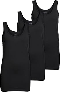 ONLY Pack of 3 Women's Tank Tops, White, Black, Grey, Blue and Cream, Basic Long Shirts for Summer 15201465