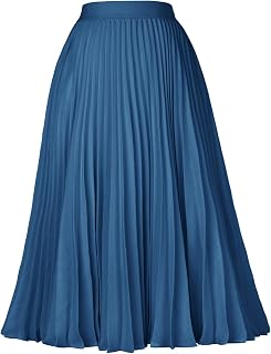 GRACE KARIN Women's Pleated High Waist Knee Length Elegant Casual Skirt