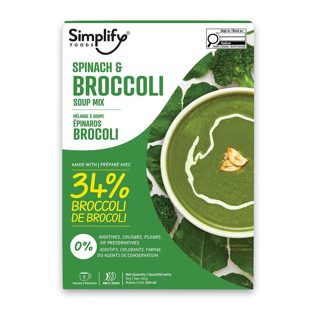 Simplify Foods Freeze-Dried, Instant Soup Mix Spinach & Broccoli, Makes Multiple