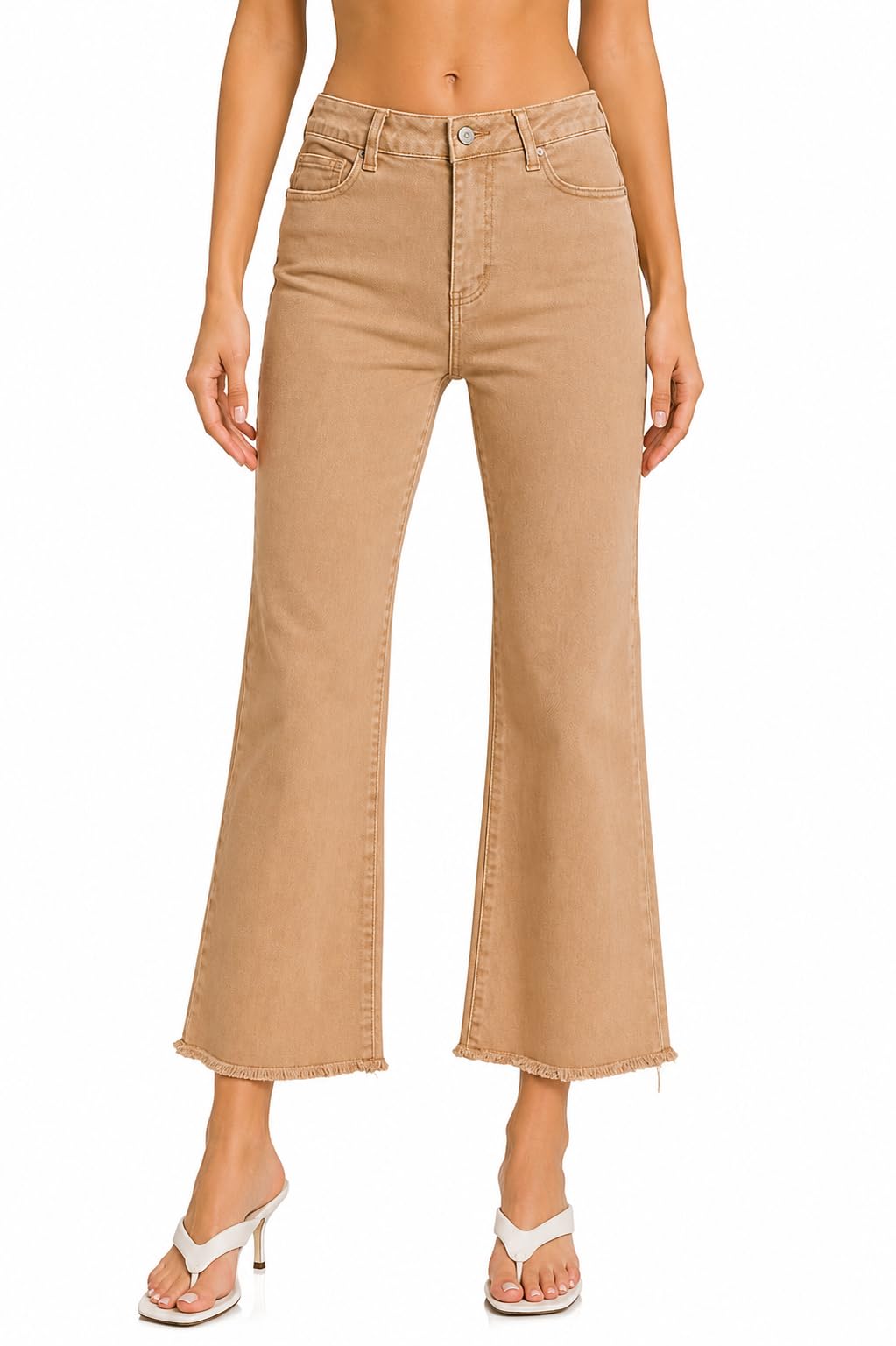LOVER BRAND FASHION Women's High Waist Cropped Wide Leg Colored Denim Jeans