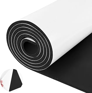 ToLanbbt Sponge Neoprene Foam Sheet with Adhesive - 1/4” Thick, 12” x 59” Closed Cell Foam Rubber Roll, Weatherproof Soundproof Padding for Automotive, Cabinet, Furniture, Crafts, DIY, Black
