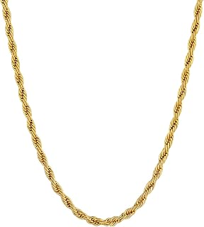 Supcare Mens Chains Necklace Stainless Steel Rope Chain Gifts,18-30 inches (with Gift Package)