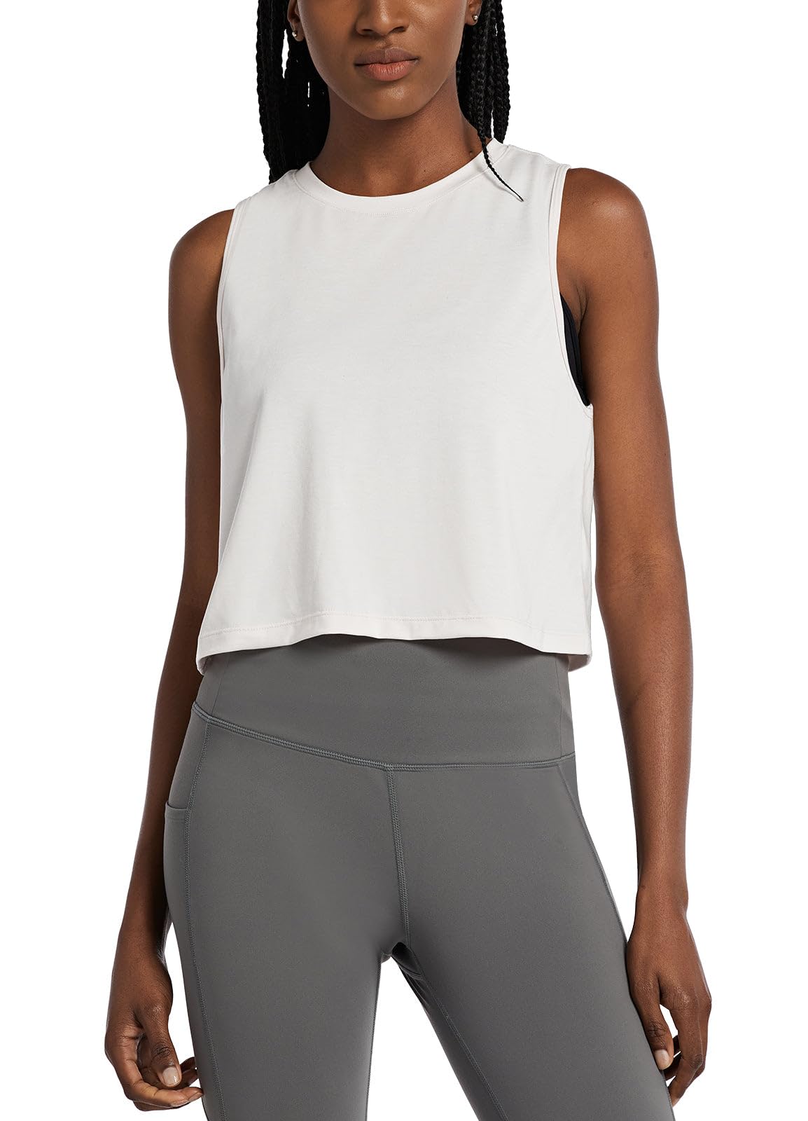 Workout Tops Women Crop Tank Top Quick Dry Athletic Gym Exercise Sleeveless Shir