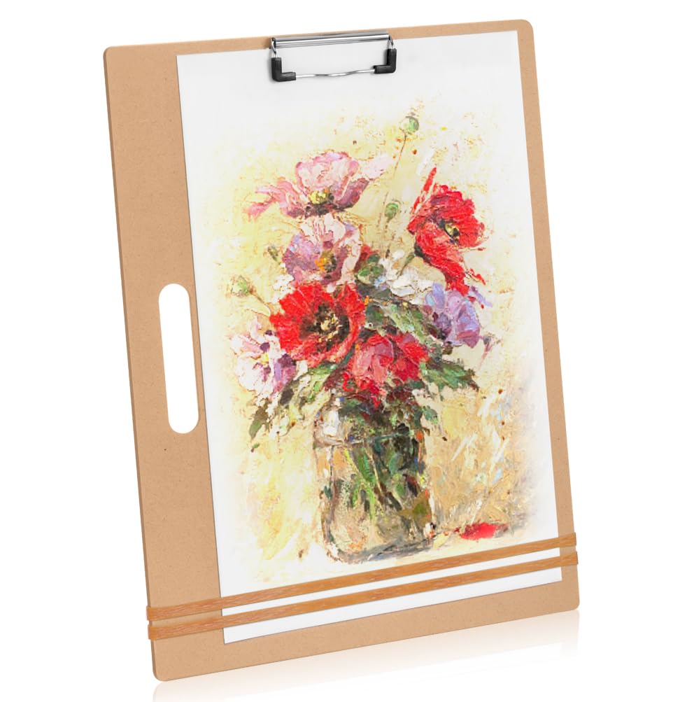 Drawing Board - 13” x 17” Portable Sketch Pad with Handle Hardboard Drawing Boar