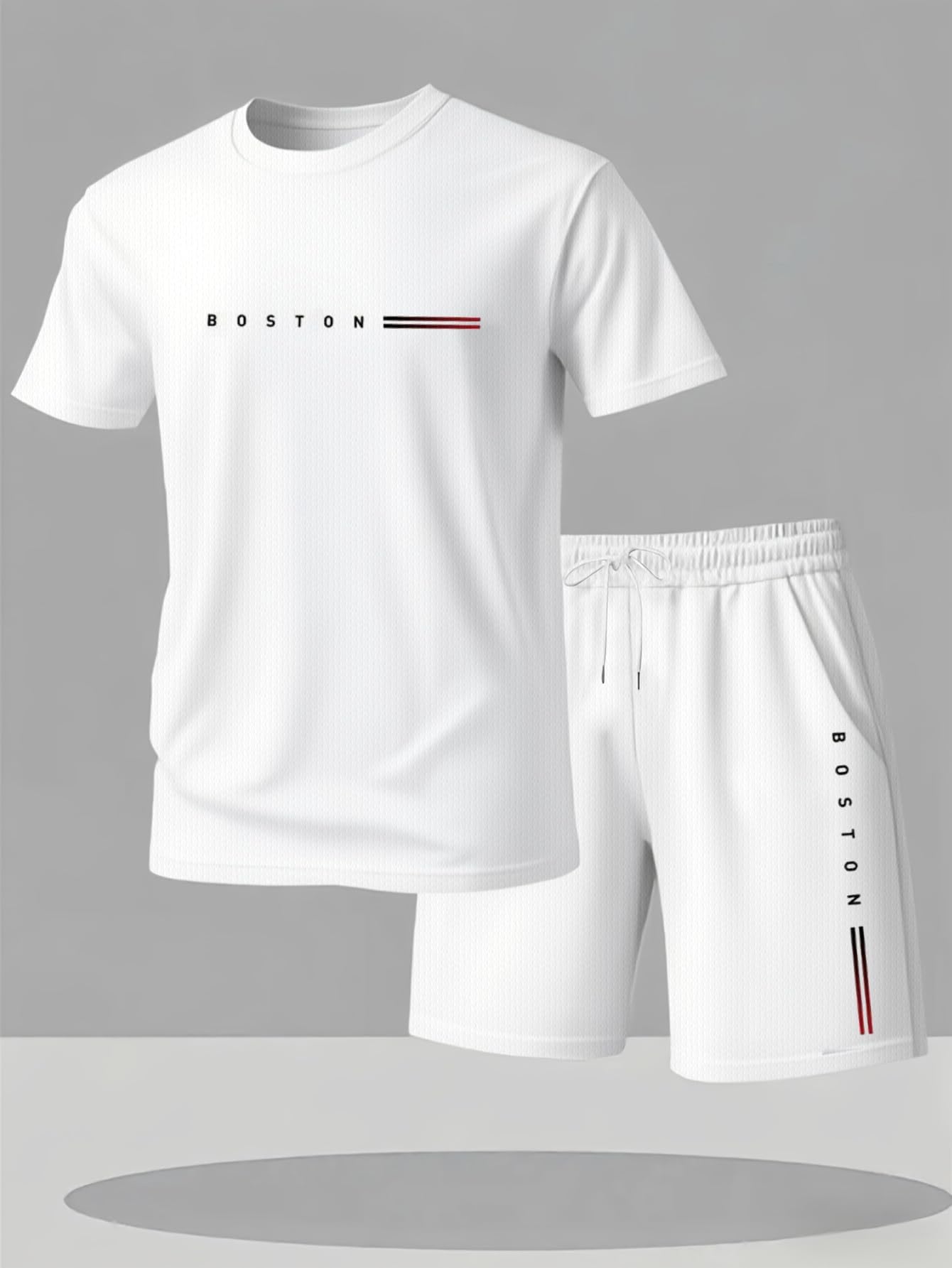 Men's Summer Sports 2 Piece Set Casual T-Shirt and Shorts Set Comfortable Stretc
