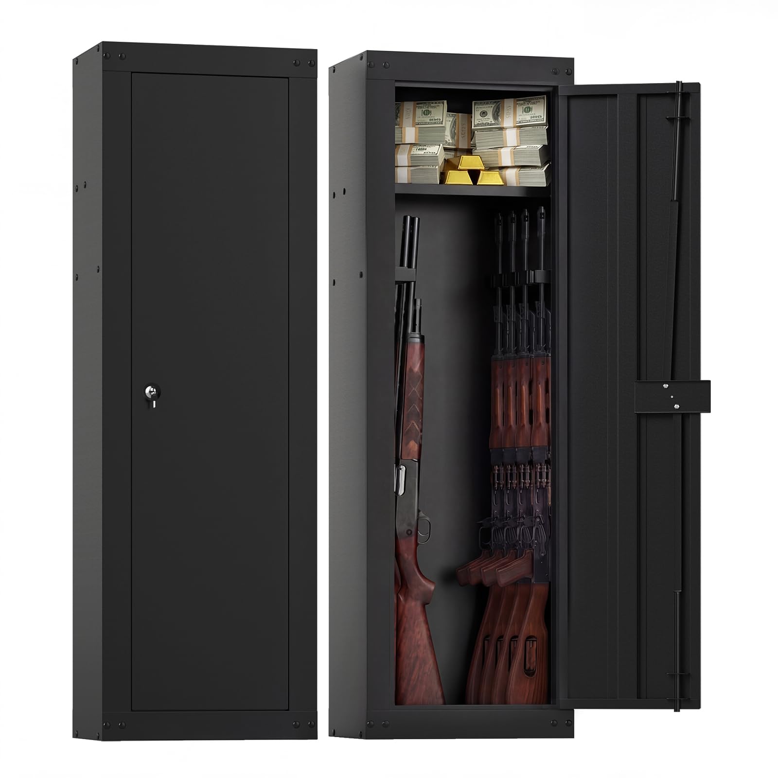 Goplus 8 Rifle Gun Safe, 135 CM Fireproof Large Gun Cabinet for Home Security w/