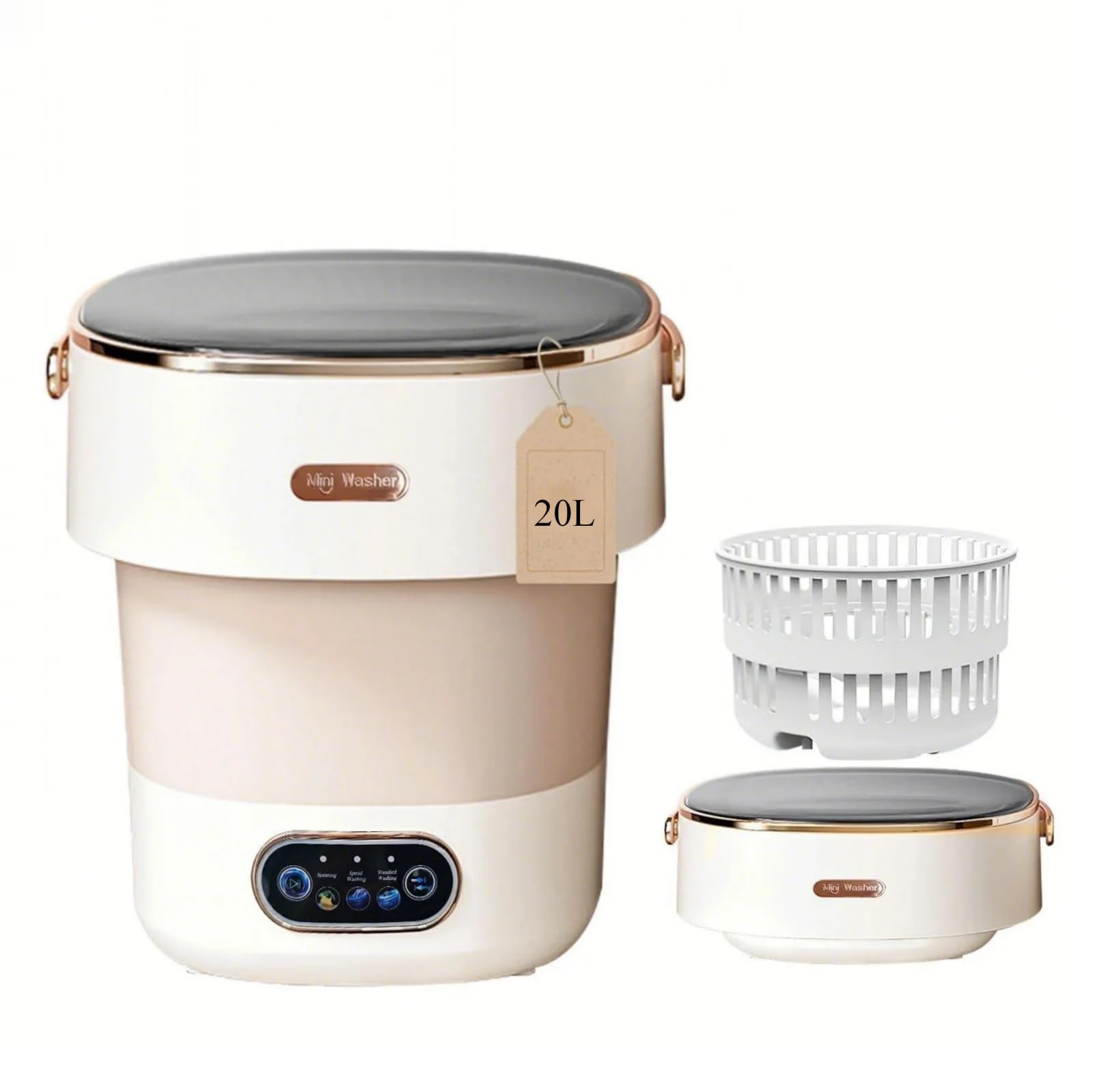 LumenOrbit Portable Washing Machine with Spin Basket, Upgraded 20L Foldable Mini