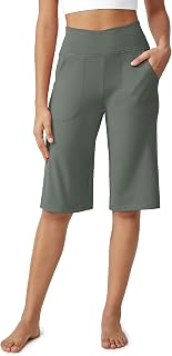 G4Free Women's Capri Pants 14 Inch Knee Length Wide Leg Yoga Pants Casual Summer Trousers with Pockets