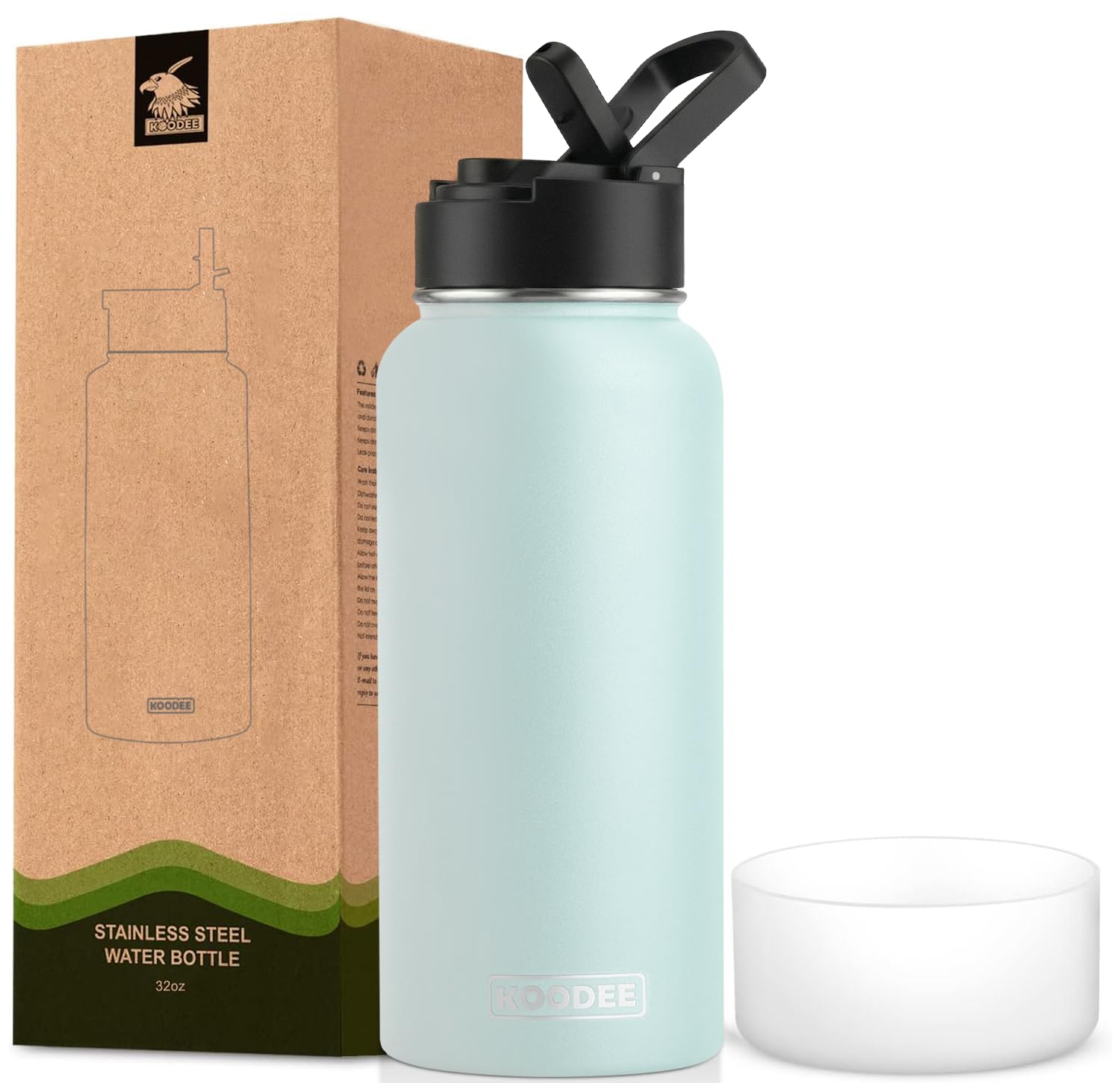 koodee Insulated Water Bottle, 32 oz Stainless Steel Double Wall Vacuum Insulate