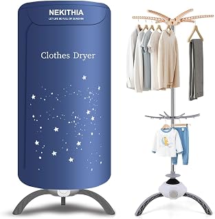 Portable Clothes Dryer, 900W Fast Drying & Large Load Capacity Blueberry | for laundry & shoes; compact mini design for travel, apartments, RV, dorm; quiet, timer, overheat protection, energy-saving.