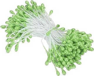 Artificial Flower Stamen Double Head 3mm Plunger Matte Pearl Floral for Christmas Cards DIY Wedding Decoration Meadow Green