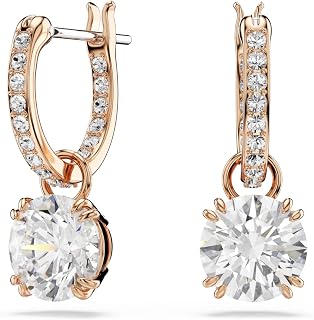 Swarovski Constella drop earrings, Round cut, White, Rose gold-tone Finished