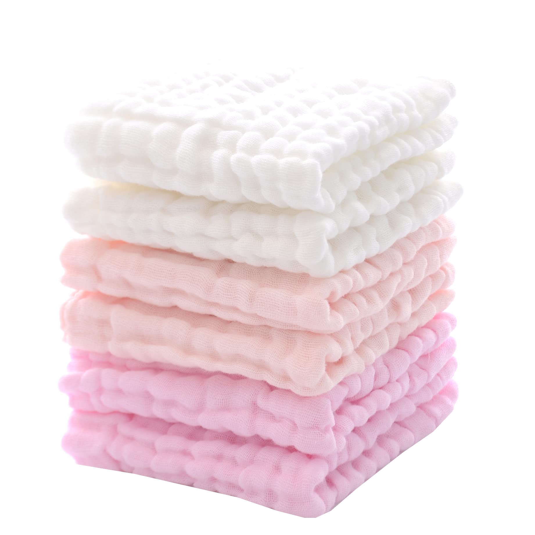 MUKIN Baby Washcloths and Burp Cloths, Soft Absorbent Towels for Newborns, 6 Pac
