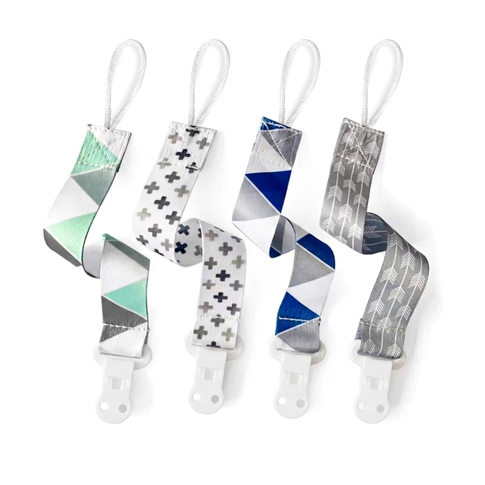 PandaEar Baby Soother Chain Pacifier Clips Solid Color| 4 Pack Universal Holder 