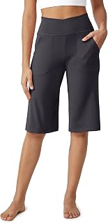 G4Free Women's Capri Pants 14 Inch Knee Length Wide Leg Yoga Pants Casual Summer Trousers with Pockets