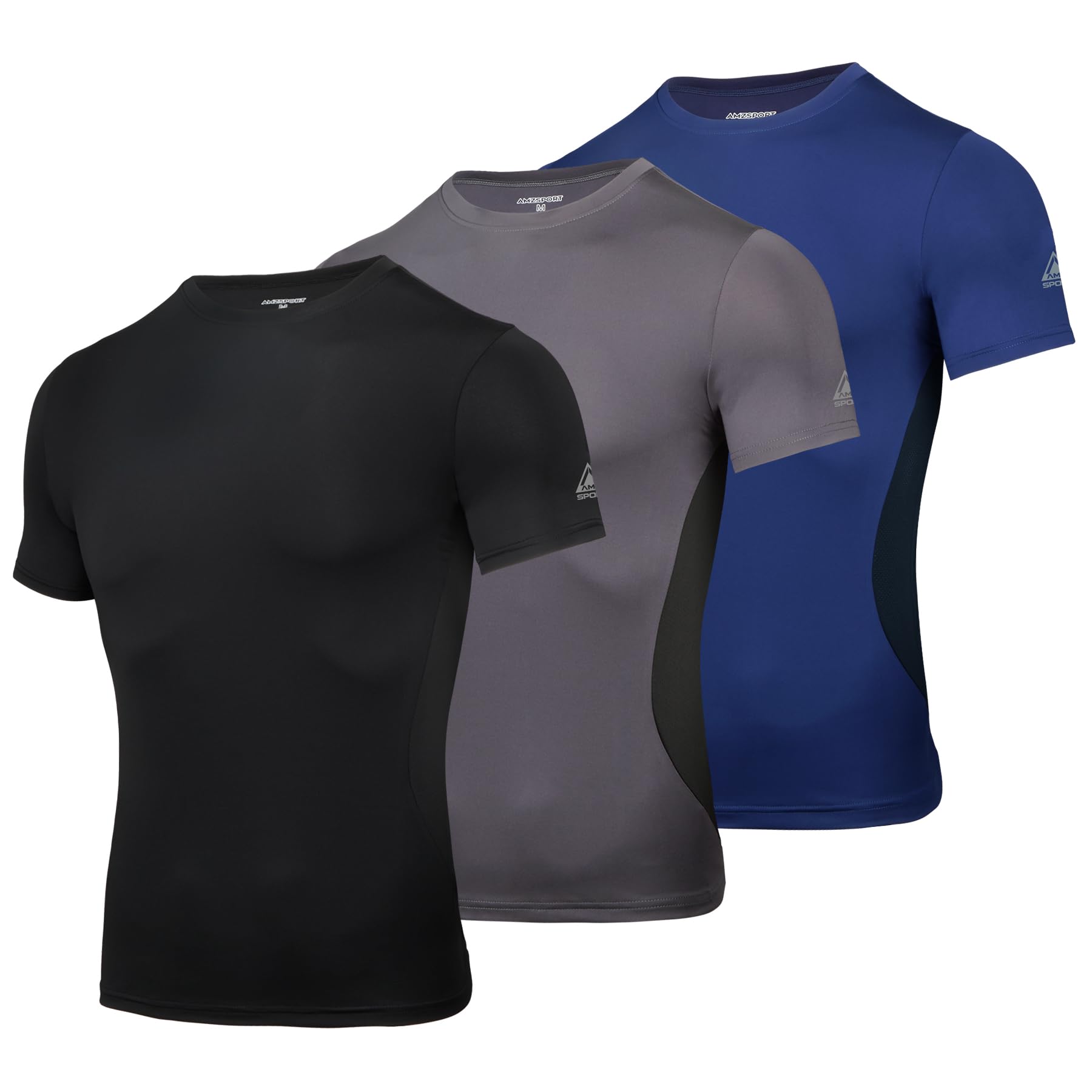 AMZSPORT Men's Compression Top Short Sleeve Base Layer Athletic T-Shirt Running 