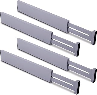 Utoplike Bamboo Drawer Dividers(Fit 45.2-52.3 cm Drawer Inner Size), Kitchen Drawer Organizers 4 pcs Adjustable, Spring Loaded, Works in Dresser, Bathroom, Bedroom, Desk