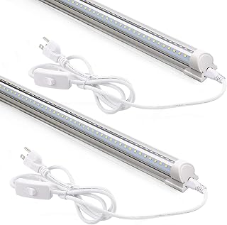 Barrina T8 LED Shop Lights 2FT, 20W 3000LM 5000K, 2 Pack, High Output Tube | 2 Foot Light Bar for Workbench Workshop and Garage, Daylight White, Ceiling Mount, Linkable to 10, Aluminum, V Shape