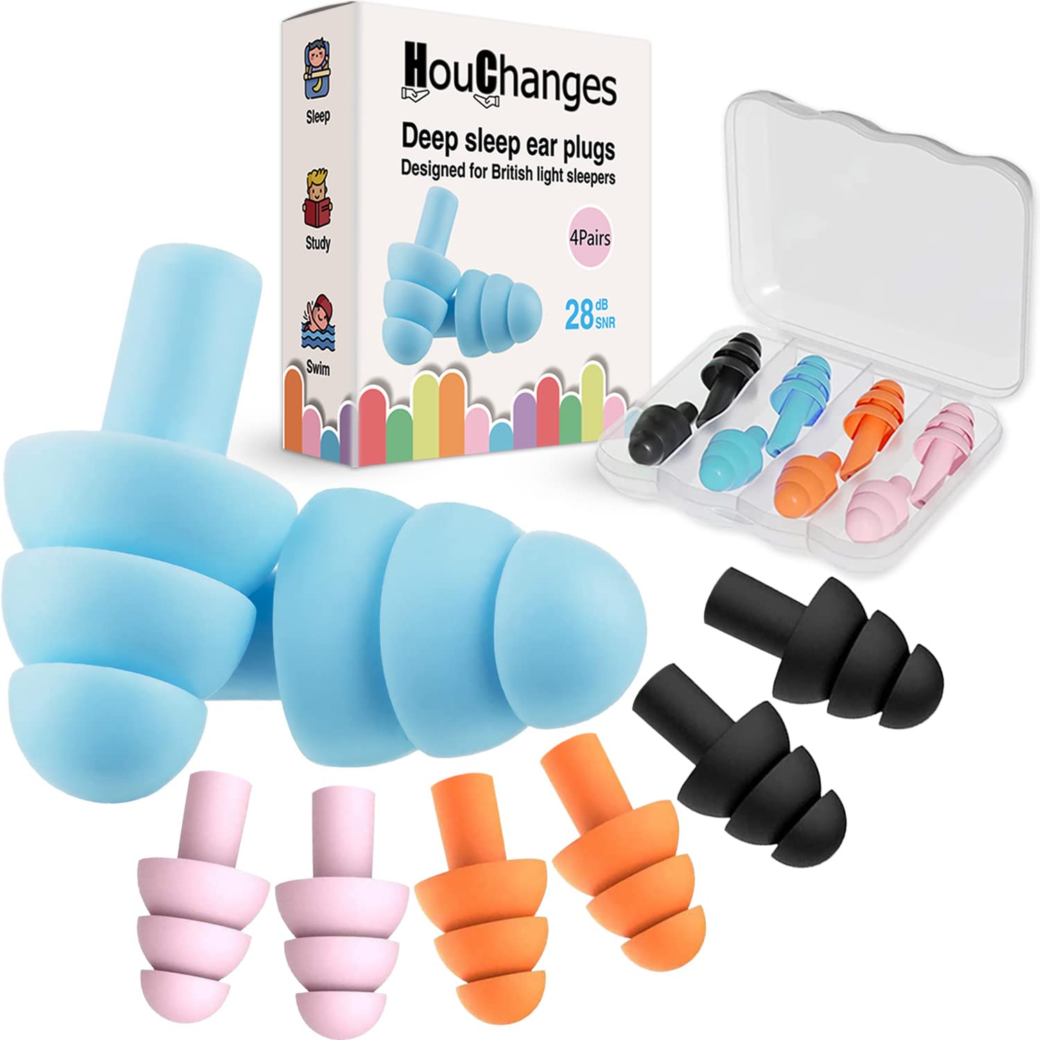 Ear Plugs for Sleep Soft Silicone Reusable, Earplugs for Sleeping Noise Cancelli