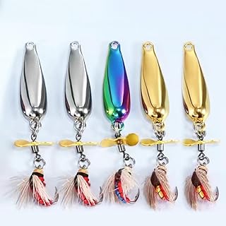 5 Pcs Spinnerbaits for Swimming or Jigging with Two Way Rotating Spoons System for Outdoor Fishing Lovers, Colorful