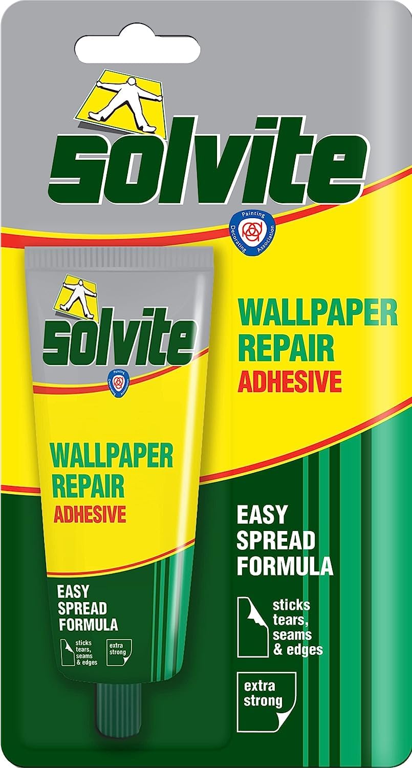 Solvite Wallpaper Repair Adhesive, Extra-Strong Paste, 1 x 56 g | Fixes Tears, S