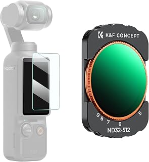 K&F CONCEPT Variable ND32-512 Filter Compatible with Pocket 3 Sports Camera, Adjustable ND32 to ND512, Coated Neutral Density Waterproof and Scratch Resistant OSMO Pocket 3