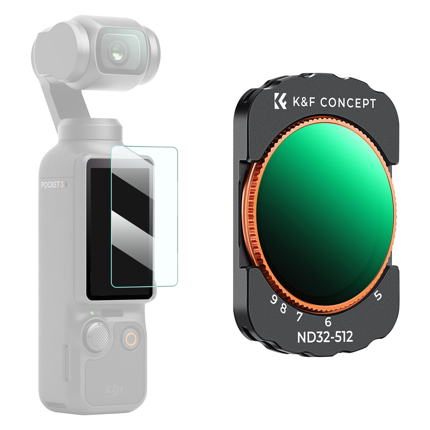 K&F CONCEPT Variable ND32-512 Filter Compatible with Pocket 3 Sports Camera, Adj