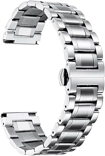 BINLUN Stainless Steel Watch Bands 12mm-24mm Replacement Smart Watch Straps with Straight&Curved Ends Universal fit for Samsung Galaxy Watch 6/5/4/3,Fit for Garmin Watch Women/Men