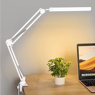 SKYLEO LED Desk Lamp with Clip - Eye Protection Desk Lamps, White