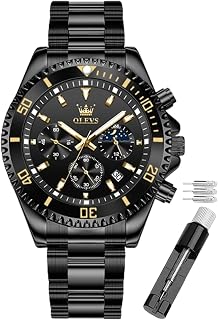 OLEVS Montre pour Homme étanche à Cadran pour Homme - Montre Bracelet de Luxe en Acier Inoxydable Bicolore avec Date du Jour - Montre Classique de Sport à Quartz avec Grand Cadran