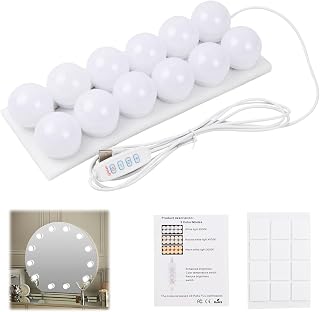Pagezol Vanity Mirror Lights Kits, 12 Bulbs Hollywood Style LED Makeup Lights with USB Cable, 3 Colour Changing & 9-Level Brightness, Make up Light for Dressing Table Room, Bathroom