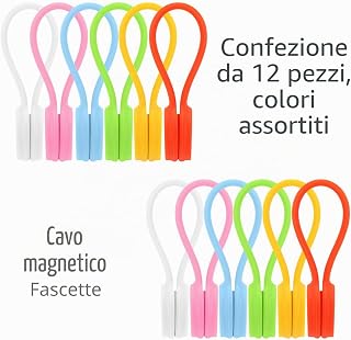 12 Pcs Reusable Silicone Magnetic Cable Ties Cable Organizer Bookmarks Fridge Magnets Multi-purpose Silicone Straps Assorted Colors