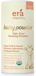 Talc-Free Organic Baby Powder - Non-Toxic Dusting Powder for Baby &amp; Body | Triple Action Moisture &amp; Chafing Defense with Natural Arrowroot &amp; Cornstarch - USDA Organic, Fragrance-Free, USA - 3oz