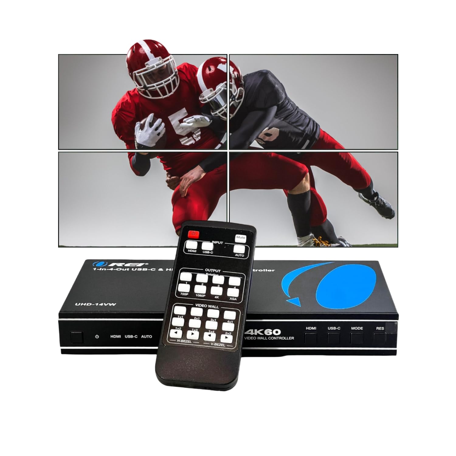 OREI 4K 2x2 HDMI or USB-C Video Wall Controller Processor Display Upto 4K 60hz 2
