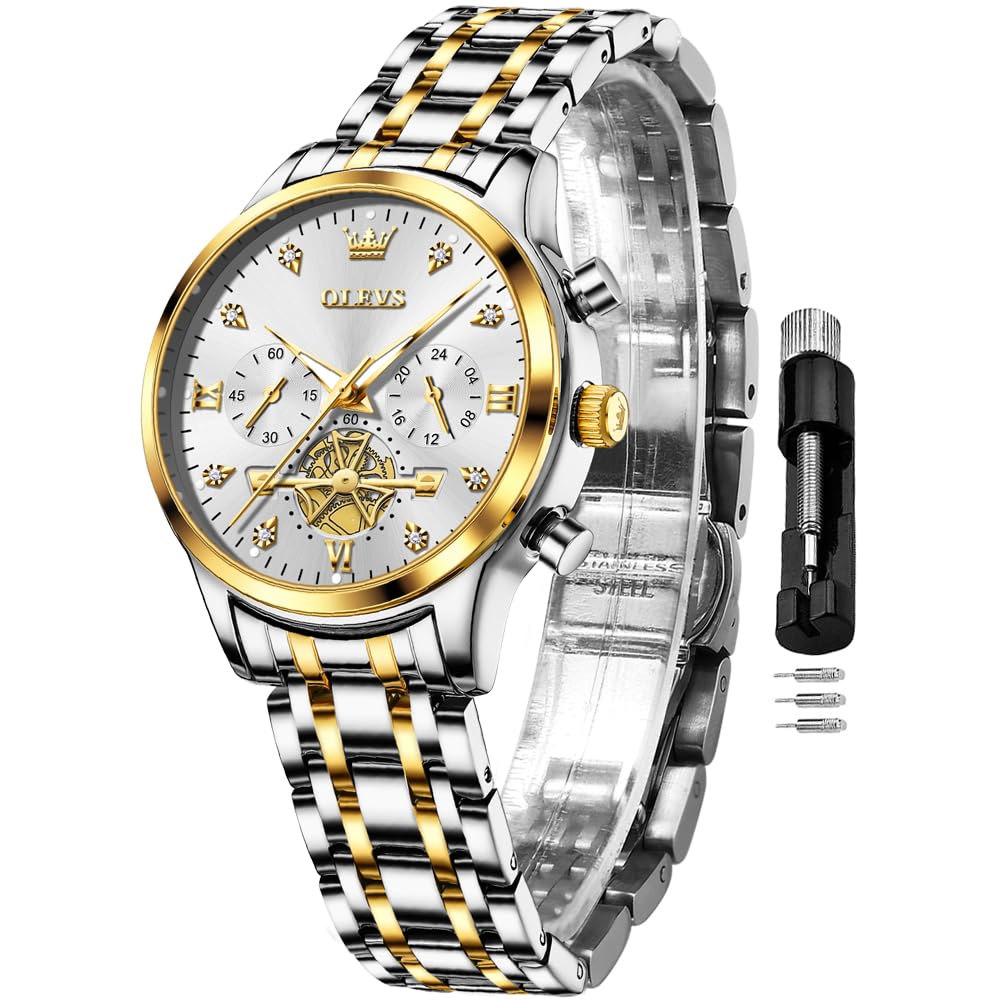 OLEVS Women Watch Multifunctional Two Tone Watch Fashion Business Analog Quartz 